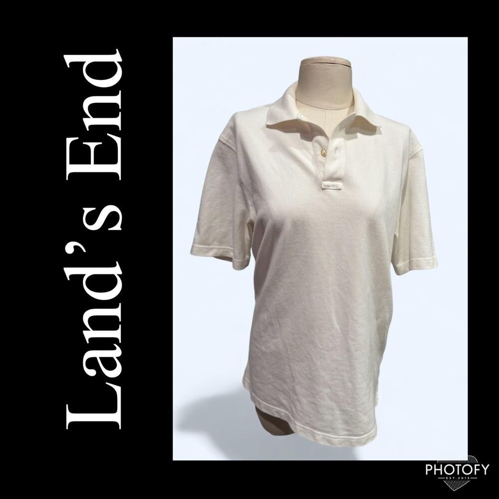 Lands-end Men's Cream and White Polo-shirts